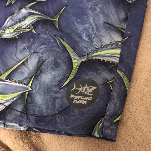 Psycho Tuna M or XL Atlantic Blue Psycho Tunas swim trunks New - Picture 8 of 14